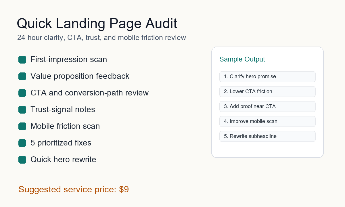 Quick Landing Page Audit sample card