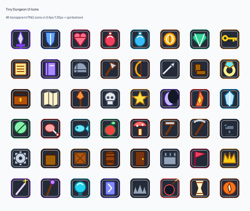 Tiny Dungeon UI Icons preview grid
